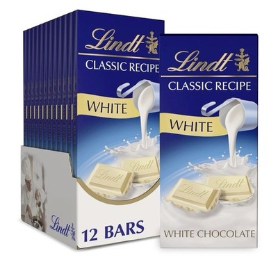 Lindt CLASSIC RECIPE White Chocolate Bar, White Chocolate Candy, 4.4 oz. (12 ...
