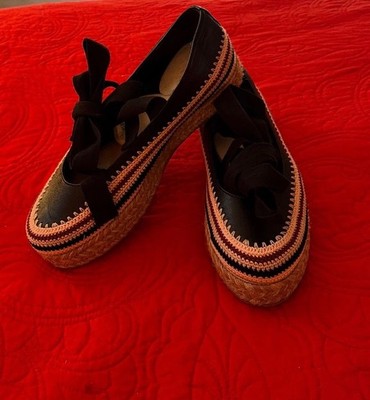 Ulla Johnson Yelena Crochet Flatform Espadrilles in Noir - EU 37/ US 7