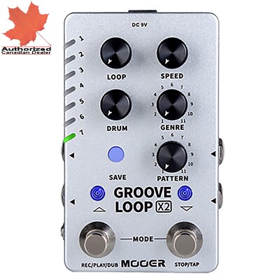 Mooer Groove Loop X2 Looper Drum Machine Guitar Effector + Power Supply