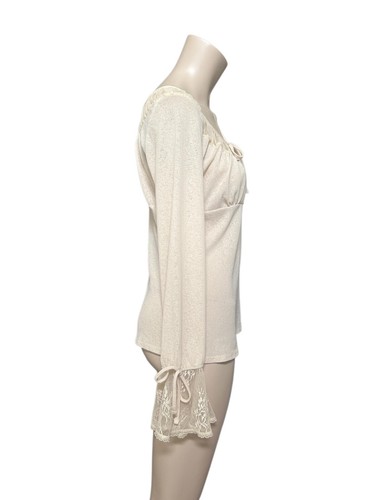 VTG Express Boho Cottage Milkmaid Peasant Blouse Babydoll Bell Sleeve Y2K Angel - Picture 6 of 14