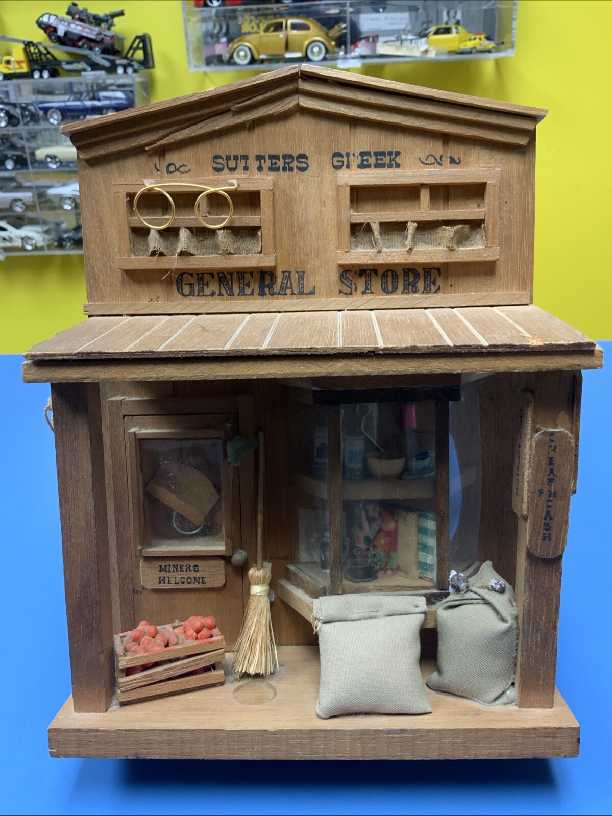 Vintage Sutters Creek General Store Front Diorama Wooden Wall Art & Out House