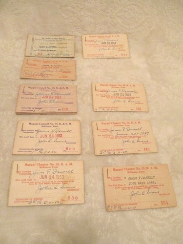 Collectible~St John's Lodge No. 51, 38, 53, & 34~Mason's Membership Cards~1949+ - Picture 3 of 12
