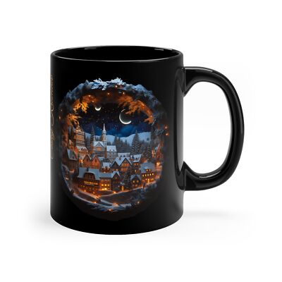 3D Landscape of Český Krumlov Czech(World Heritage) from the hole Black Mug Cup