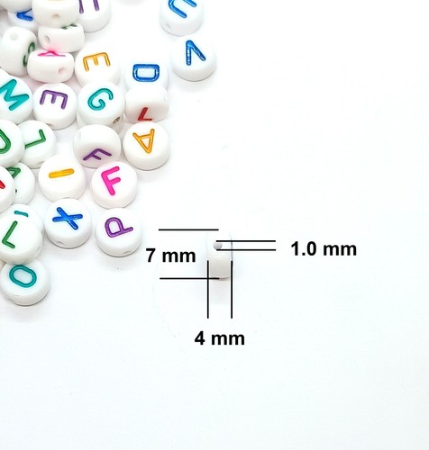 100 piezas cuentas de acrílico planas redondas de 7 mm alfabeto / letra y números mezcladas al azar - Imagen 5 de 23