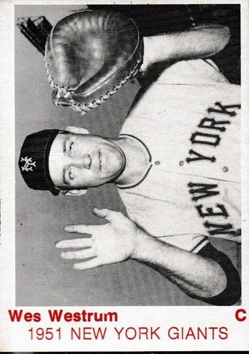 Wes Westrum card from 1975 TCMA 1951 New York Giants