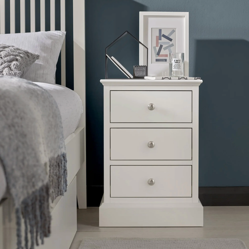 Bentley Designs Ashby White 3 Drawer Nightstand 7902-73 - Picture 2 of 4