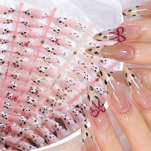 30Pcs Leopard False Nail Wearable Reusable Fake Nails Adhesive Full Cover Tips - Picture 9 of 15
