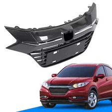 Front Upper Black Grille Grill W/Chrome Trim For Honda HR-V HRV 2016 2017 2018