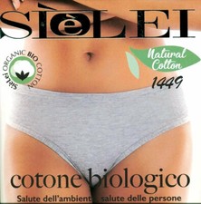 3 Slips Femme SieLei Hauts Coton Bio Extensible avec Bords Plat 1449