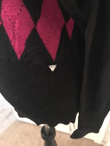 NWT GUESS Raspberry Wine Shimmer Cardigan XL - Picture 3 of 9