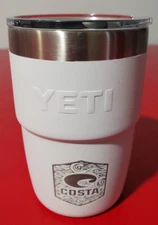 Yeti Rambler 8 oz Stainless Steel White Stackable Cup with Costa Engraved On It