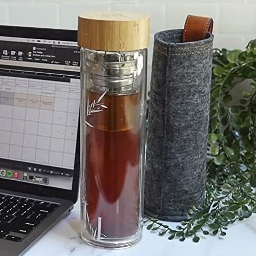 Umami Glass Water Bottle With Tea Infuser And Non Slip Sleeve - Picture 5 of 7