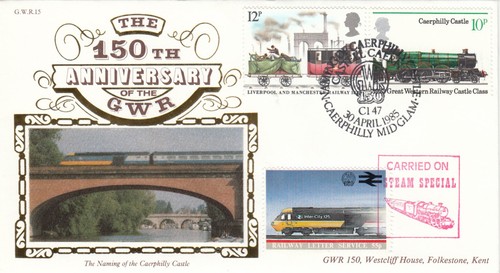(139315) Trains Steam CARRIED Caephilly Castle Benham GWR7 Cover Caerphilly 1985