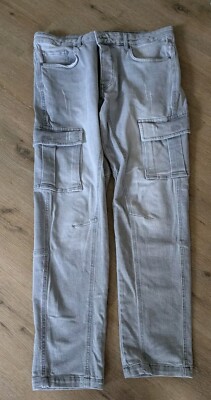Amaci Jeans - Herren Grau - 34/32 Bag Pants - Cargo Jeans 
