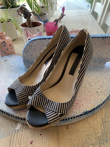 Espadrille Wedges Striped Women’s Uk Size 4 Dorothy Perkins