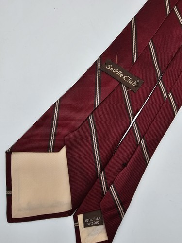 VTG Saddle Club Designer Ties Silk Mens Neck Tie Formal Traditionalist Burgundy - Picture 5 of 6