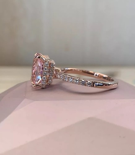 2.40Ct Oval Cut Natural Morganite Solitaire Women's Ring 14K Rose Gold Plated - Picture 2 of 7