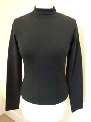 GIANFRANCO FERRE BLACK WOOL MIX JUMPER WITH SHEER BACK DETAIL - SIZE LARGE