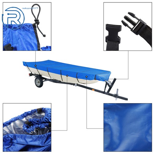 High Quality Blue Boat Cover 12ft L Beam Width Up to 56 inch 210D Fit For Jon - Afbeelding 2 van 9