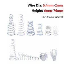 Wire Dia 0.4mm-2mm Conical Cone Compression Spring Pressure Spring Length 6-76mm