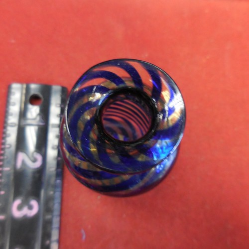 Hand Blown Murano Glass Made in Italy Blue Swirled Bottle - Picture 4 of 7