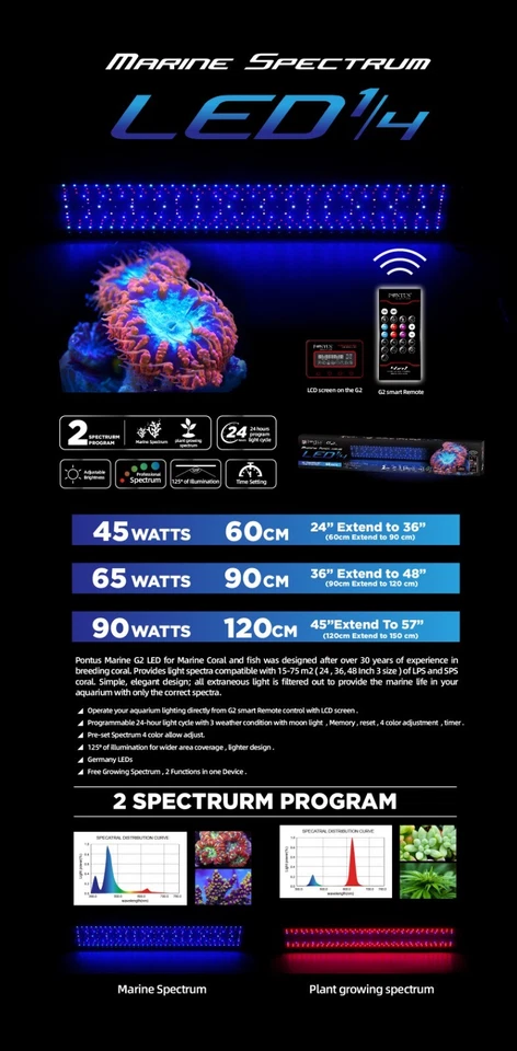 Pontus LED 48-57" 95W  for marine pro spectrum hundreds LED with remote control  - Image 3 of 4