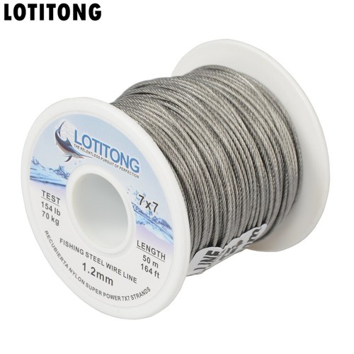 70lb-368lb Pesca Filo Acciaio Linee Pesca 7x7 49 Fili Super Morbide Linee Filo - Foto 20 di 27