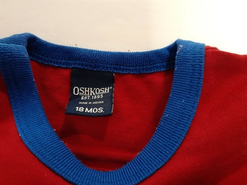 Vintage Oshkosh Jungen T-Shirt Fußball Ringer rot blau langarm Größe 18 Monate - Bild 7 von 12