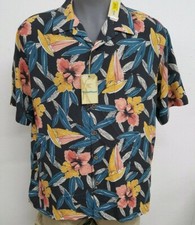 Roundtree Caribbean Charcoal Floral S/S Men's Shirt NWT 79.50 Choose Size