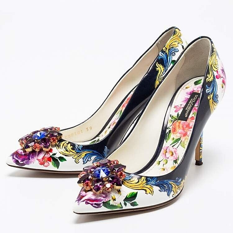 NEW DOLCE & GABBANA Multicolor Floral Leather Embellished NEW DOLCE & GABBANA Multicolor Floral Leather Embellished