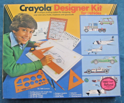 Vintage 1982 Crayola Designer Kit for vehicles drafting system for design