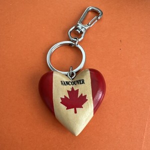 Heart Shaped Wood Keychain Vancouver maple leaf