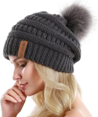 QUEENFUR Women Knit Slouchy Beanie Chunky Baggy Hat with  display picture 1