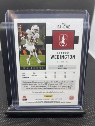 2021 panini Score draft pick Connor Wedington RC Auto Purple - Picture 2 of 2