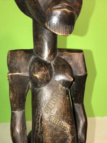 "Estatua de arte africano tallada a mano Congo Man Baoule de 17"" de alto" - Imagen 3 de 23