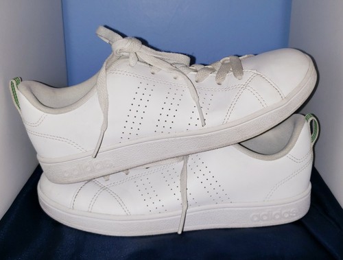 Youth Adidas White/Green VS Advantage Clean Sneakers Unisex Big Kid Shoes 3.5 - Picture 5 of 8