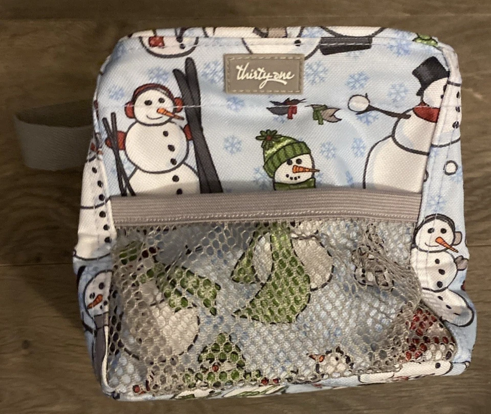 Thirty One Snowman Skiing Holiday Decor Storage Snow Foldable Box 6.5x6.5x5.5” - Image 3 of 4