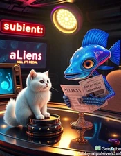 Digital Art AI Picture Photo Pic Wallpaper Background Flaby,cat,aliens