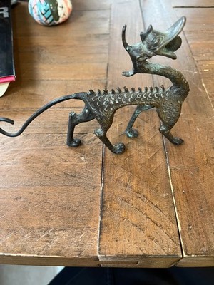 Chinese Antique  Bronze Walking Dragon Archaic Sculpture