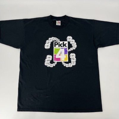 VTG 90s Y2K Lottery T-Shirt - Pick 4 - Mens XL  Black Tee VGUC