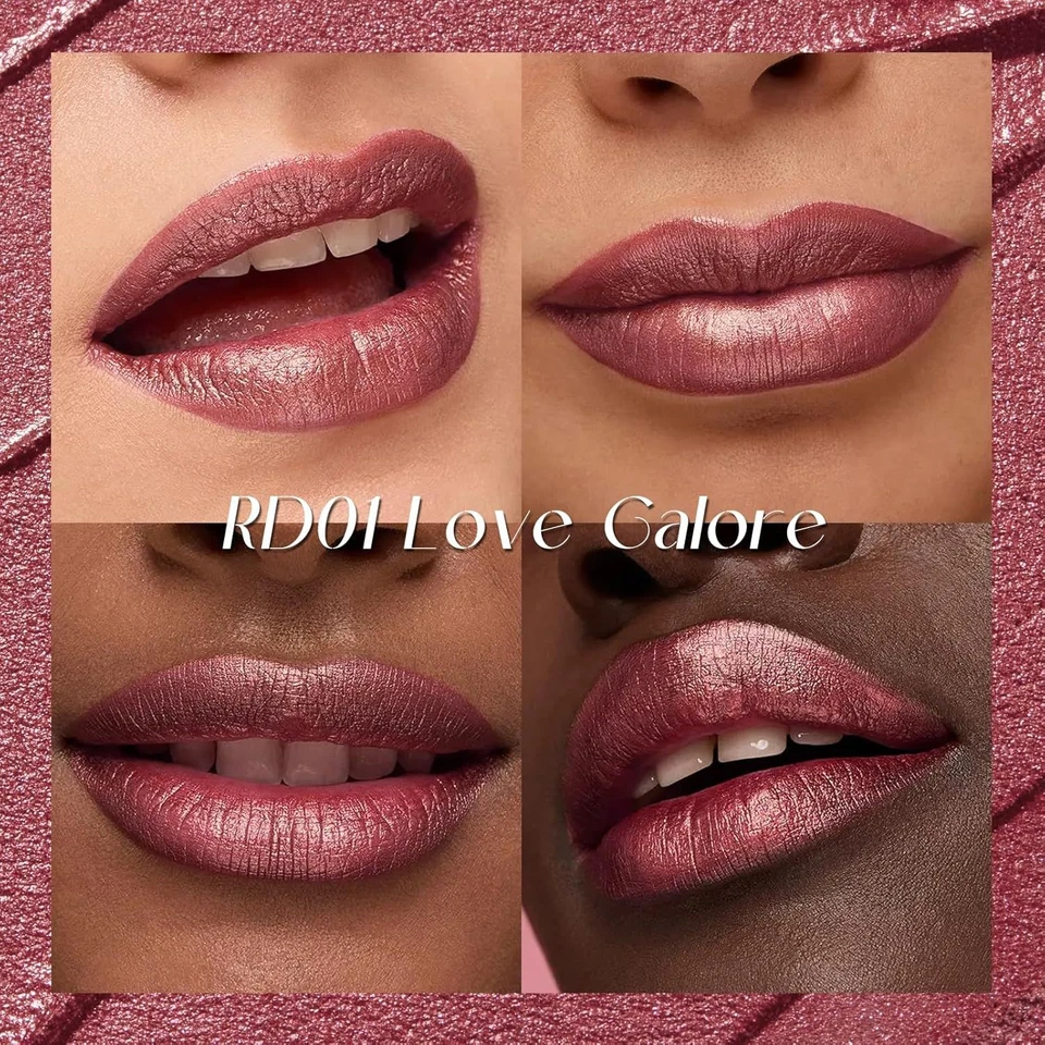 Lápiz labial líquido metálico FOCALLURE, labio antiadherente taza RD01 Love Galore  Foto 2 de 4
