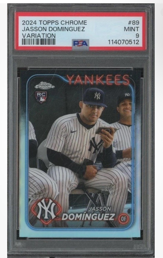 VARIATION SP! 2024 Topps Chrome JASSON DOMINGUEZ #89 RC Rookie Refractor PSA 9