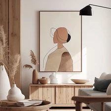 Girl Hand Painted on Oil Painting Home Decor Minimalism Abstract Wall Art 