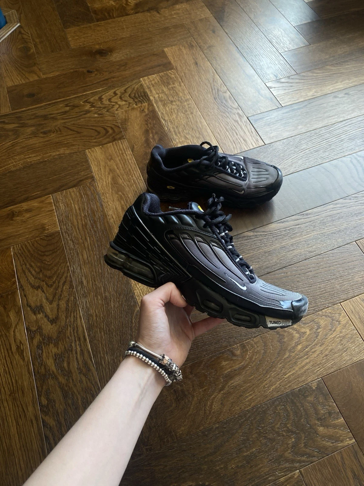 Streetwear Y2K Nike Air Max Plus III Nero Grigio Lupo Scarpe da Ginnastica Taglia 4 5