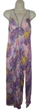 Urban Outfitters Satin Floral Watercolor Spaghetti Strap Midi Dress Size L NWOT
