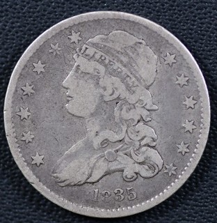 1835 Capped Bust Quarter F