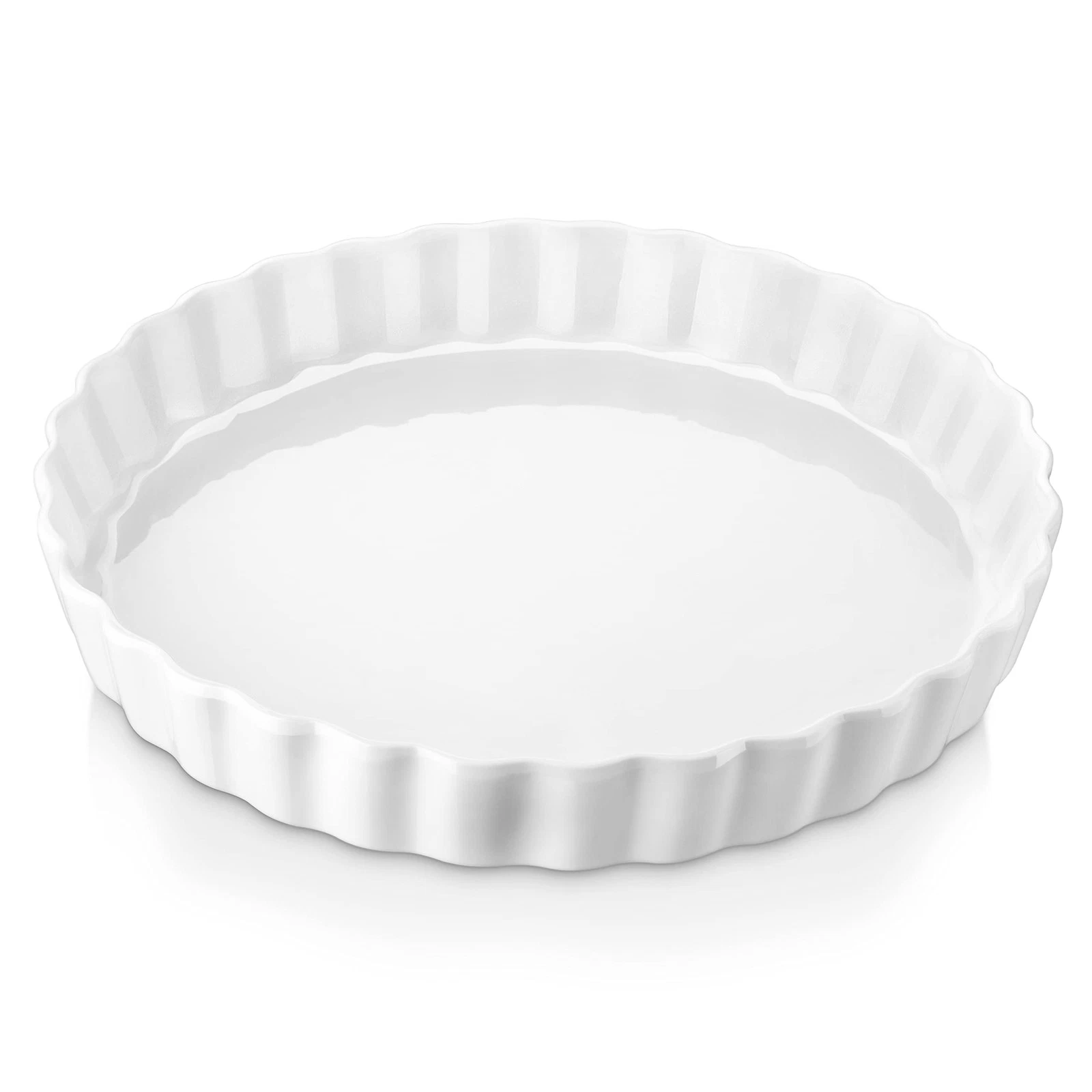 Porcelain Quiche Baking Dish,10 Inch Reusable Pie Pan Quiche Pan, Non-Stick R...