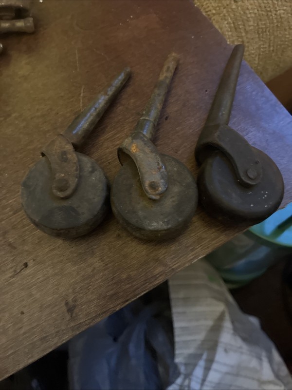 3 Vintage Wood Casters 