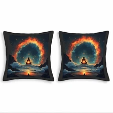 Serene Cosmic Vortex Throw Pillow Covers - Set of 2 18x18in Cushion Cases 