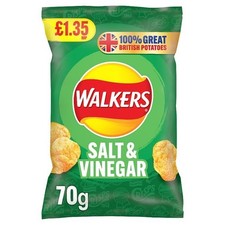 Walkers Salt & Vinegar Sharing Crisps Crunchy 18 x 70g FAST AND FREE DELIVERY